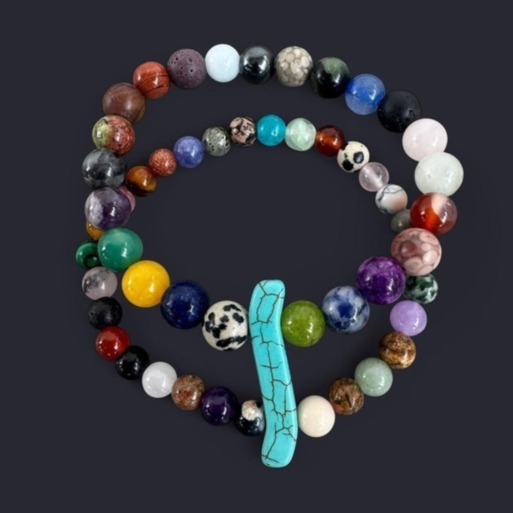 Double Mixed Stone Bead Bracelet